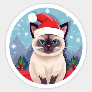 Siamese Cat Xmas, Love Cats Sticker